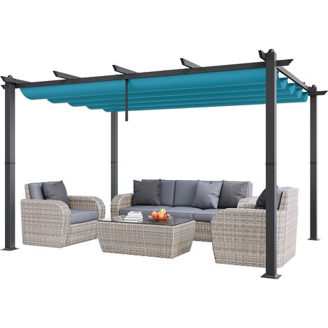 VEVOR 10'x13' Outdoor Retractable Pergola with Canopy, Aluminum Pergola with Retractable Canopy, Modern Pergola with Sun Shade Canopy for Patios, Gardens, Decks, Backyards (Bule) (1/5)