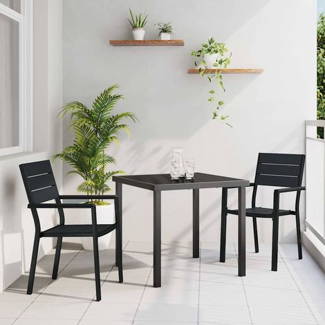 vidaXL Garten Essgruppe 3 pcs Schwarz Pulverbeschichteter Stahl (1/5)