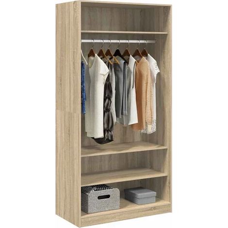 Armoire 3 Portes en Bois d'Ingénierie Couleur Chêne Sonoma - Placard de Rangement Spacieux 100x50x200 cm pour Chambre et Salon (1/5)