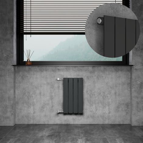 WITEN&NOCK Design Heizkörper Flachheizkörper Paneelheizkörper mit seitlichen Anschlüssen Nabenabstand 500mm Anthrazit einlagig 550x300mm 195Watt