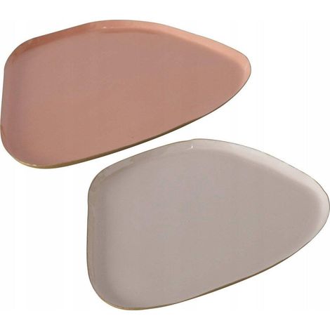 Boltze Juego de 2 Bandejas Decorativas de Hierro Esmaltado de Colores