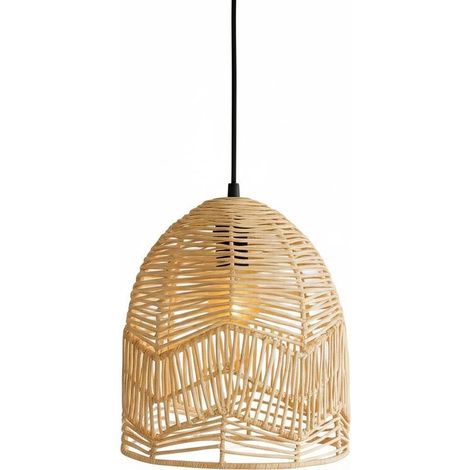 Suspension en osier "NORMA" - Ø35cm - E27 - Noir boho chic