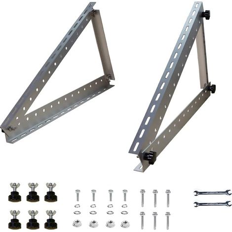 Support de panneau solaire pour balcon - Toit plat - Support de montage de panneau solaire - Angle réglable - 114 cm de long (1/5)
