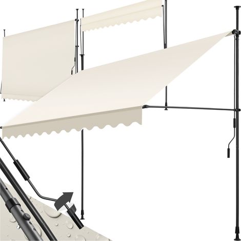 Store à pince sans perçage en polyester 300 x 180 cm beige (1/5)