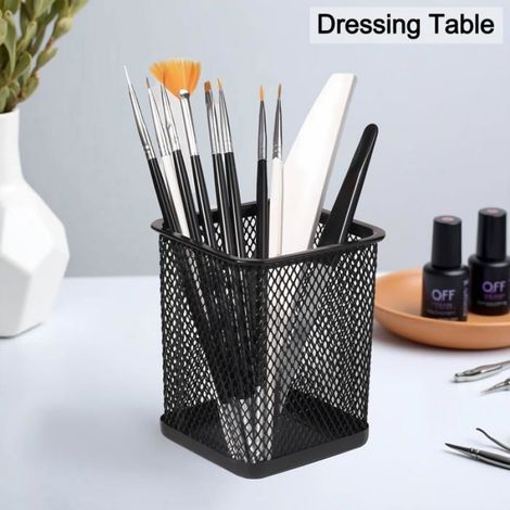 2pcs Pot a Crayon Bureau Carré Pot a Crayon en Métal Mesh Multifonction Porte Stylo pour organiser stylos pinceaux M POT A CRAYON (1/5)