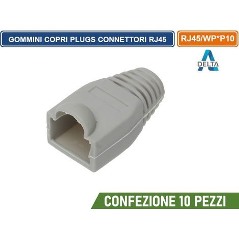 CONFEZIONE 10 PEZZI GOMMINI COPRI PLUGS CONNETTORI RJ-45 COLORE GRIGIO (1/4)