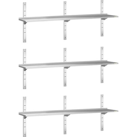 Lot de 3 étagères murales inox 1800 x 300 mm PREMIUM - GOLDINOX (1/4)
