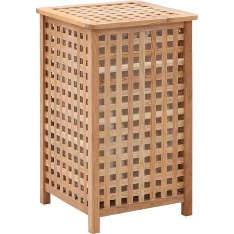 vidaXL Cesto para ropa sucia madera maciza de nogal 39x39x65 cm (1/4)