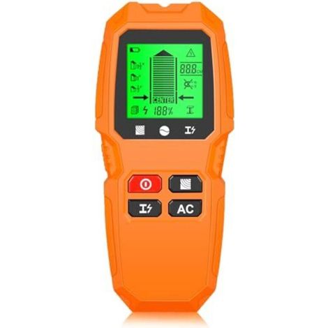 Professioneller 5-in-1-Wanddetektor mit LCD-Bildschirm für Holz-, Metall- und Elektrokabel (orange)