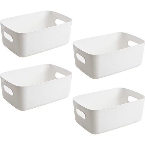 4 Pièces Panier de Rangement Plastique, Panier Rangement Salle de Bain, Panier en Plastique Convient aux Cosmétiques Jouets Collations