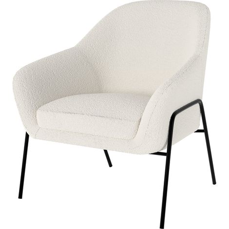 Sillón Aubin blanco crudo con efecto lana bouclé (1/4)