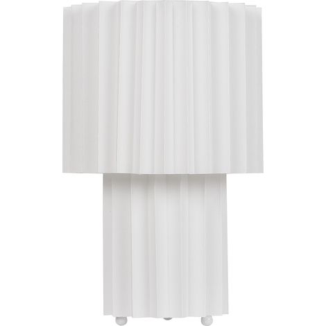 Lámpara de mesita de noche moderna con pantalla de tela de lino base en forma de tambor blanco Alfeios