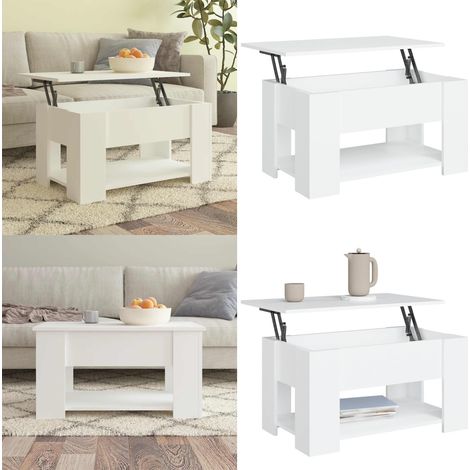 Table basse blanc 79x49x41 cm bois d'ingénierie - Table Basse Blanche - Table Basse Pliable - Table Basse Contemporaine - Meuble Salle Séjour - Mobilier Intérieur - Home & Living (1/5)