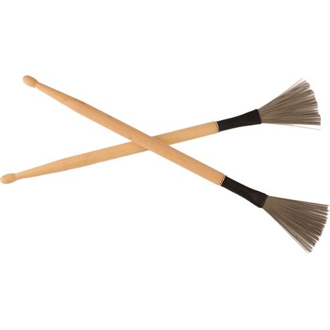 2 Brosses de Tambour Rétractables en Bois avec Poils Métalliques pour Batterie et Percussions (1/5)