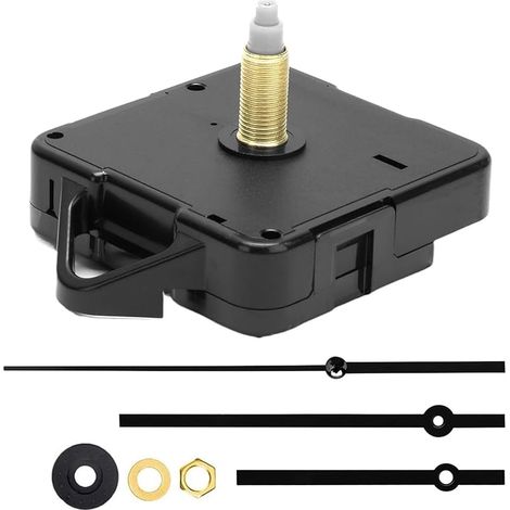 Kit d'horloge silencieuse pour horloge murale 24 mm, avec aiguilles incluses, robuste, kit de réparation de pièces de rechange (noir) (1/5)