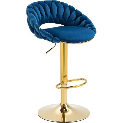 Sgabello regolabile, sedia da bar, FARVISO, elegante loft blu (1/5)