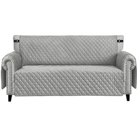 Housse de Canapé Fauteuil Imperméable Poches latérales Antitache Antidérapant Gris - 2 places