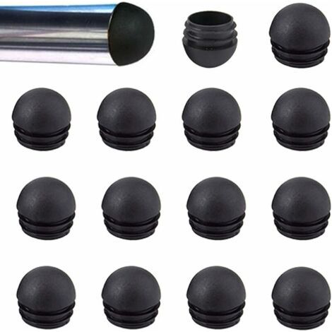 22mm Rond Chaise Tube Embouts Insert Noir Nervuré Rond Dôme Embouts pour Pieds De Meubles Tables et Chaises 20pcs (1/5)