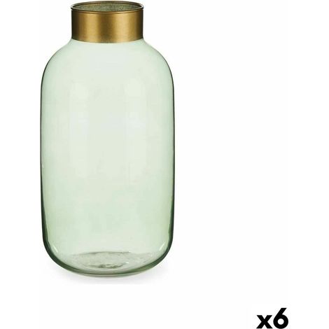 Grüne goldene Glasvase 14,5 x 29,5 x 14,5 cm (6 Stück) (1/3)