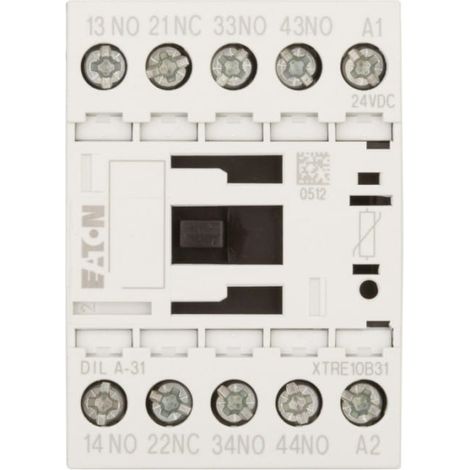 Eaton Contactor auxiliar, 24 V DC, 3 NA, 1 NC, terminales de tornillo, accionamiento de corriente continua, 276379