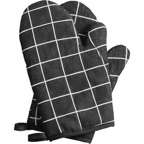 Paar hitzeisolierende Handschuhe, Verbrühungsschutz für Mikrowelle und Backofen, hitzebeständig zum Kochen (Schwarz) (1/5)