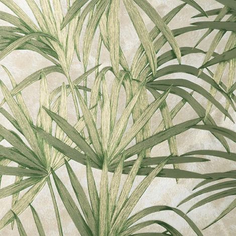 Palm Leaf Wallpaper Fine Décor Textured Heavyweight Vinyl Tropical Green Glitter (1/3)