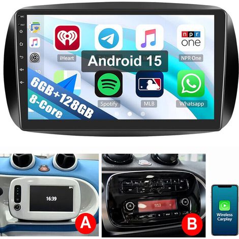 Autoradio 8-cœurs pour Benz Smart Forfour Fortwo 453 2014-2019 Apple carplay android auto A 6+128G