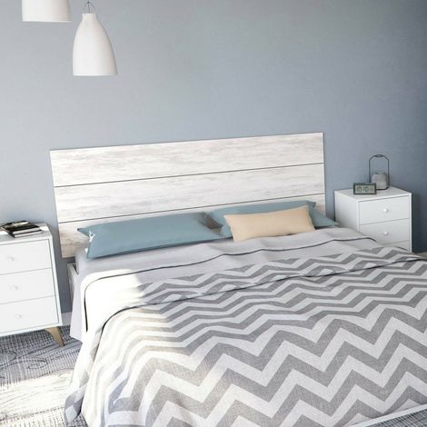 Dmora - Cabecero de cama Ayok, Atrás, Cabecero de dormitorio, Reposacabezas, 160x3 h60 cm, Blanco y Blanco envejecido (1/5)
