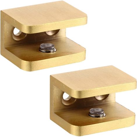 Lot de 2 supports carrés pour étagère en verre, fixation en cuivre, pour meubles de salle de bain. Installation sécurisée sans perçage. (1/5)