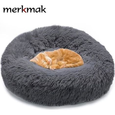 (gris foncé) Lit Moelleux Rond Pour Chien et Chat Amovibl Lavable 70cm Chien et Chat Anti Stress Apaisant en Peluche gris foncé (1/4)