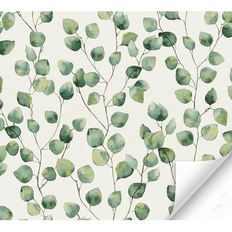AS Creation Green Leaves Wallpaper White Nature Watercolor Botanical Eucalyptus (1/4)