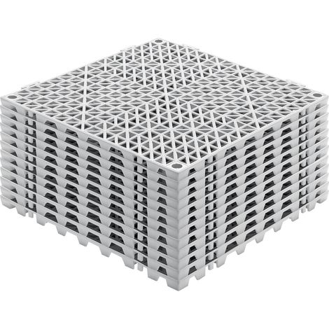 Dalle de sol clipsable en PVC 30,5 x 30,5 cm antidérapante pour drainage, lot de 12 plaques modulables (1/5)