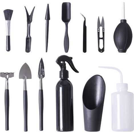 13er-Pack Mini-Gartengeräte für Sukkulenten, Umpflanzen von Hand, Kaktus-Set (Metall) (1/5)