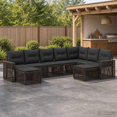 Set Divano da Giardino 9 pcs Grigio e Grigio Scuro polyrattan vidaXL (1/5)