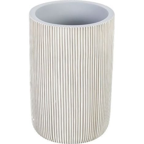 Taza de baño de poliresina Montreux, con ranuras y estampado de rayas, gris y blanco. (1/3)