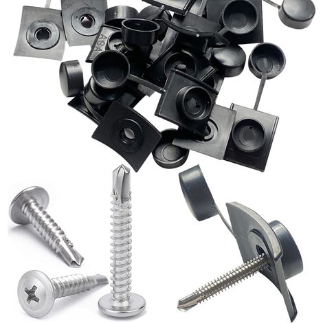 Support Fixation Tôle Ondulée100 PCS Kit de Fixation(Gris foncé) Entretoises et Vis Tole Ondulée Pour Toiture Fixation Pour Tous Les Types de Plaques Ondulées (1/5)