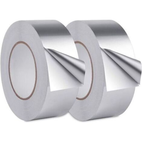 Ruban Adhésif Aluminium,Aluminium Bande d'étanchéité, scotch aluminium etanche, Pour cuisine, salle de bain, électricien, surface métallique, 20m30mm (2 rouleaux, argent) (1/4)