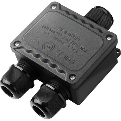 Boîte de dérivation étanche IP68 3 voies pour l'extérieur pour petit boîtier électrique noir de Ø9mm-Ø12mm de diamètre pour l'extérieur lumière jardin piscine (1/4)