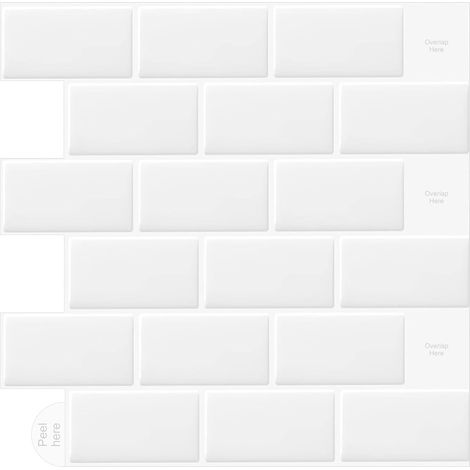 [MAI USATO]Adesivo per piastrelle di cemento 3D, autoadesivo, per pareti, paraschizzi, bordo adesivo impermeabile, per cucina, bagno, mattoni, bianco (1/4)