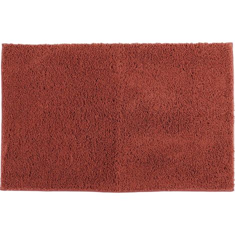 Tapis de salle de bain microfibre texturé doux et absorbant 50 x 80 cm Terracotta - TENDANCE