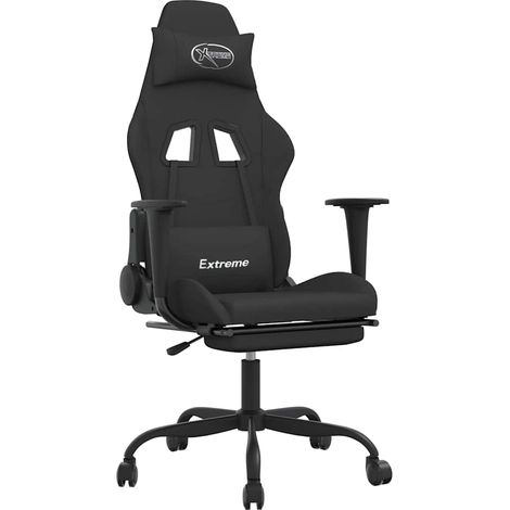 Maison Exclusive - Sedia da Gaming con Poggiapiedi Nero in Tessuto (1/5)