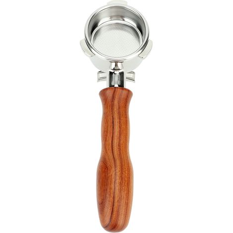 54-mm-Kaffeefilterhalter, kompatibel mit Breville 870/880, Doppelauslauf, Edelstahl, roter Holzgriff (1/5)