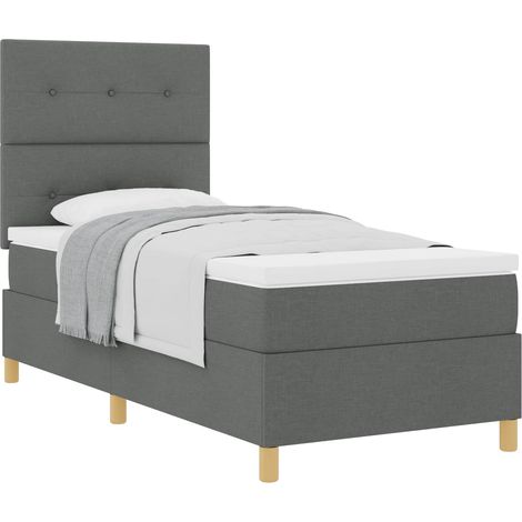 Maison Exclusive - Lit à ressorts avec matelas Gris foncé 80 x 200 cm tissu