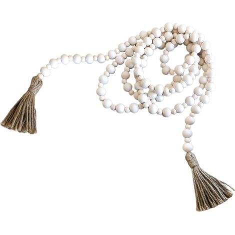 Guirlande de Perles Blanches en Matériau Synthétique Glands, Décoration Murale Rustique Facile à Installer pour Porte ou Chambre, Solide et Festive (1/5)