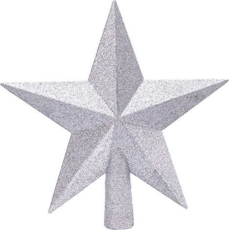 Christmas Decoration - Glittery Fir Tree Star - 20cm - Gray (1/4)
