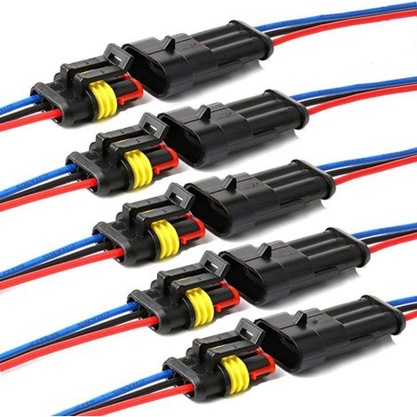 Connecteur étanche,connecteurs de Fils électriques autobloquants à 3 Broches avec Fil 16 AWG Marine pour Les connexions de Voiture,Camion,Bateau et Autres Fils. (5pack)