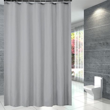 Duschvorhang – schimmelresistent, grau, klein, Polyester, wasserdicht, maschinenwaschbar, 80 x 180 cm, mit Haken (1/4)