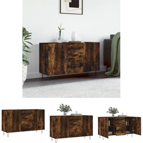 Stauraum - vidaXL Sideboard Räuchereiche 100x36x60 cm Holzwerkstoff - Wandhalterung (1/5)
