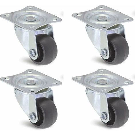– Lot de 4 roulettes pivotantes 25mm – Capacité 10kg par roulette – Base métal universelle – Pour meubles, chariots et rangements (1/2)