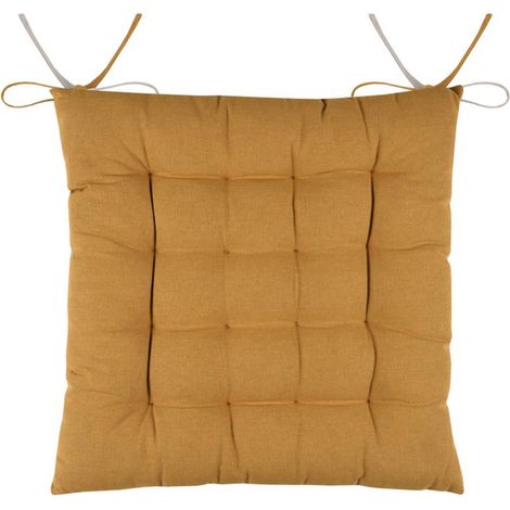 Galette de chaise bicolore Jaune Curry 40x40 cm (1/3)